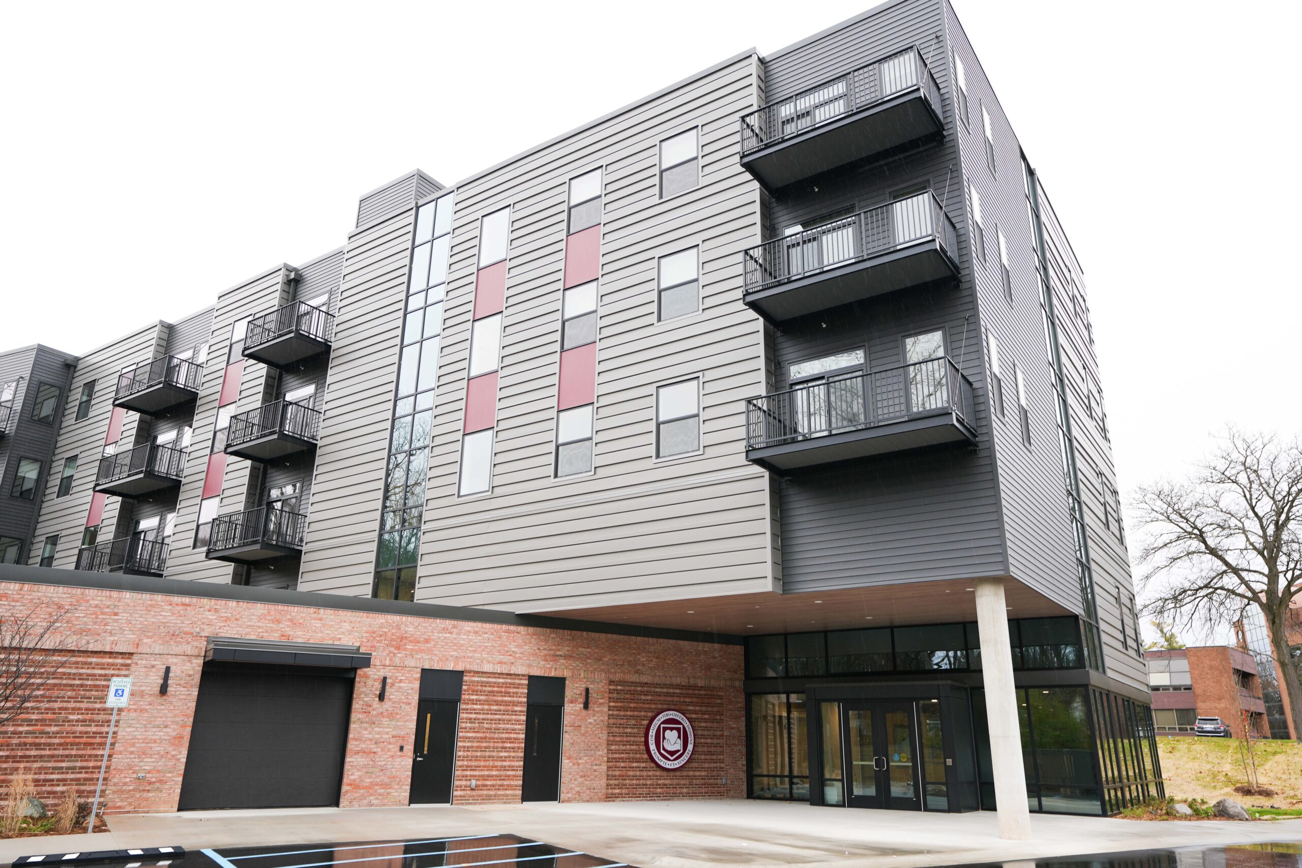 Exterior of Calvin Theological Seminary housing supported by Buist electrical construction.