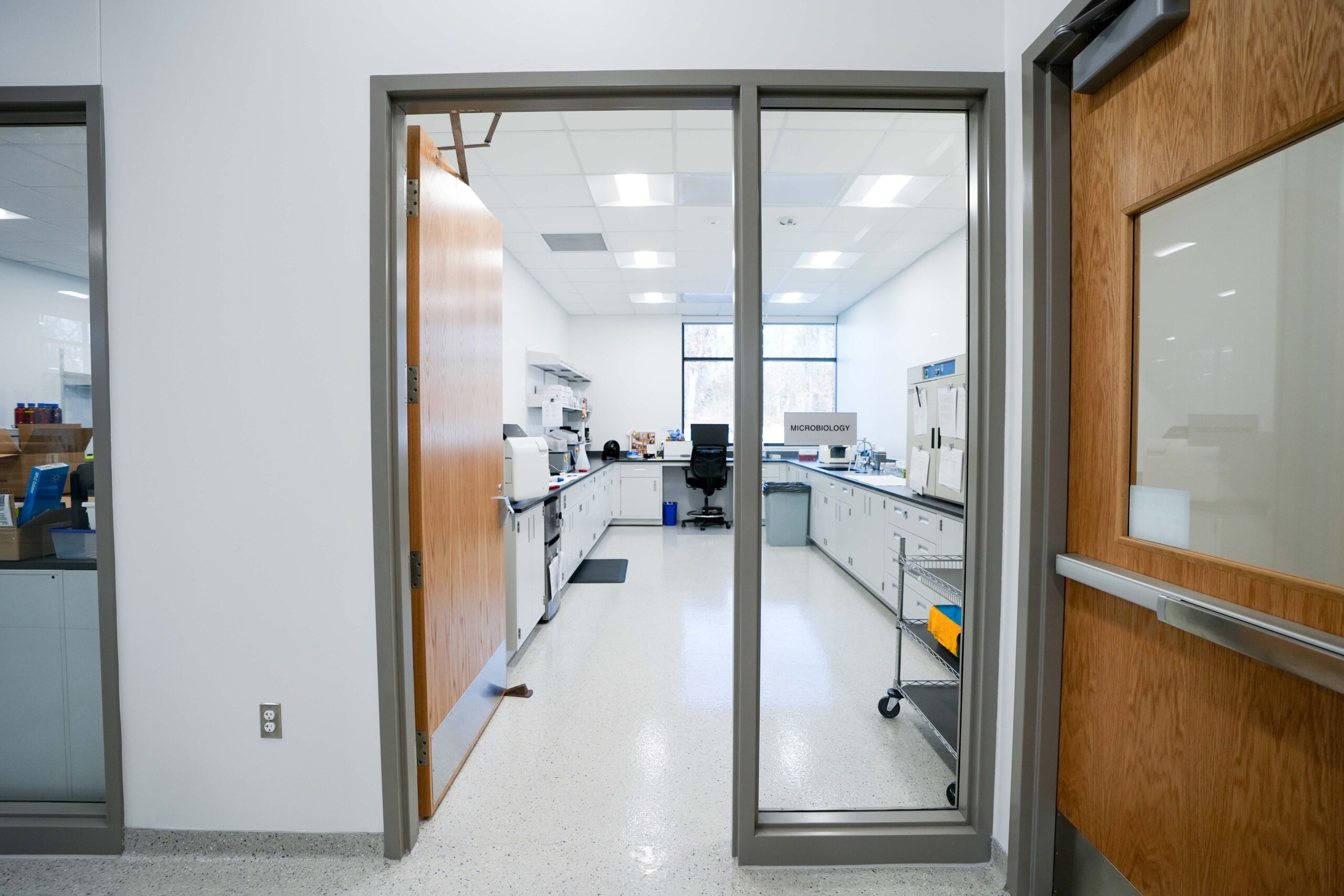 Laboratory interior with electrical power and lighting systems installed by Buist.