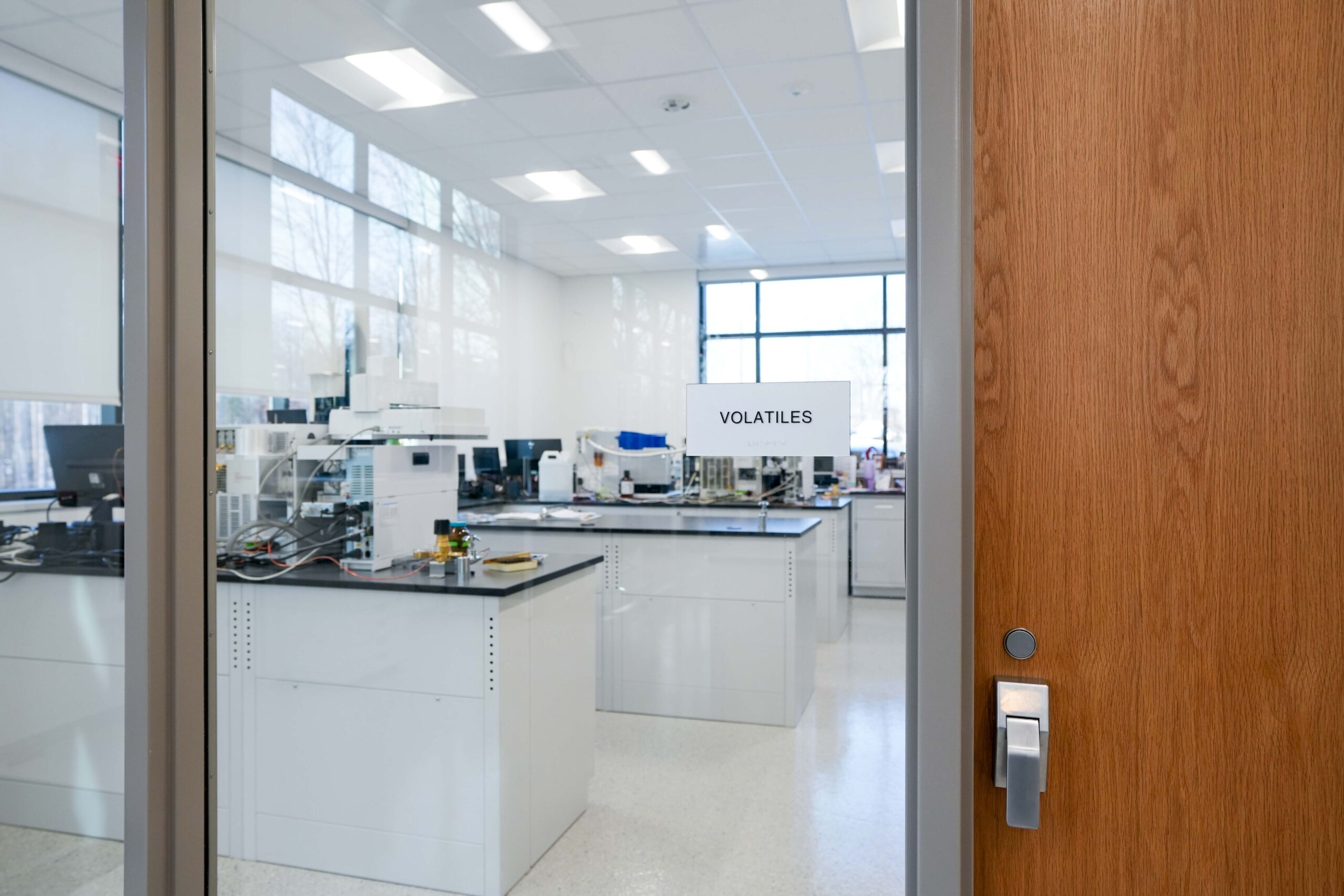 Laboratory interior with electrical power and lighting systems installed by Buist.