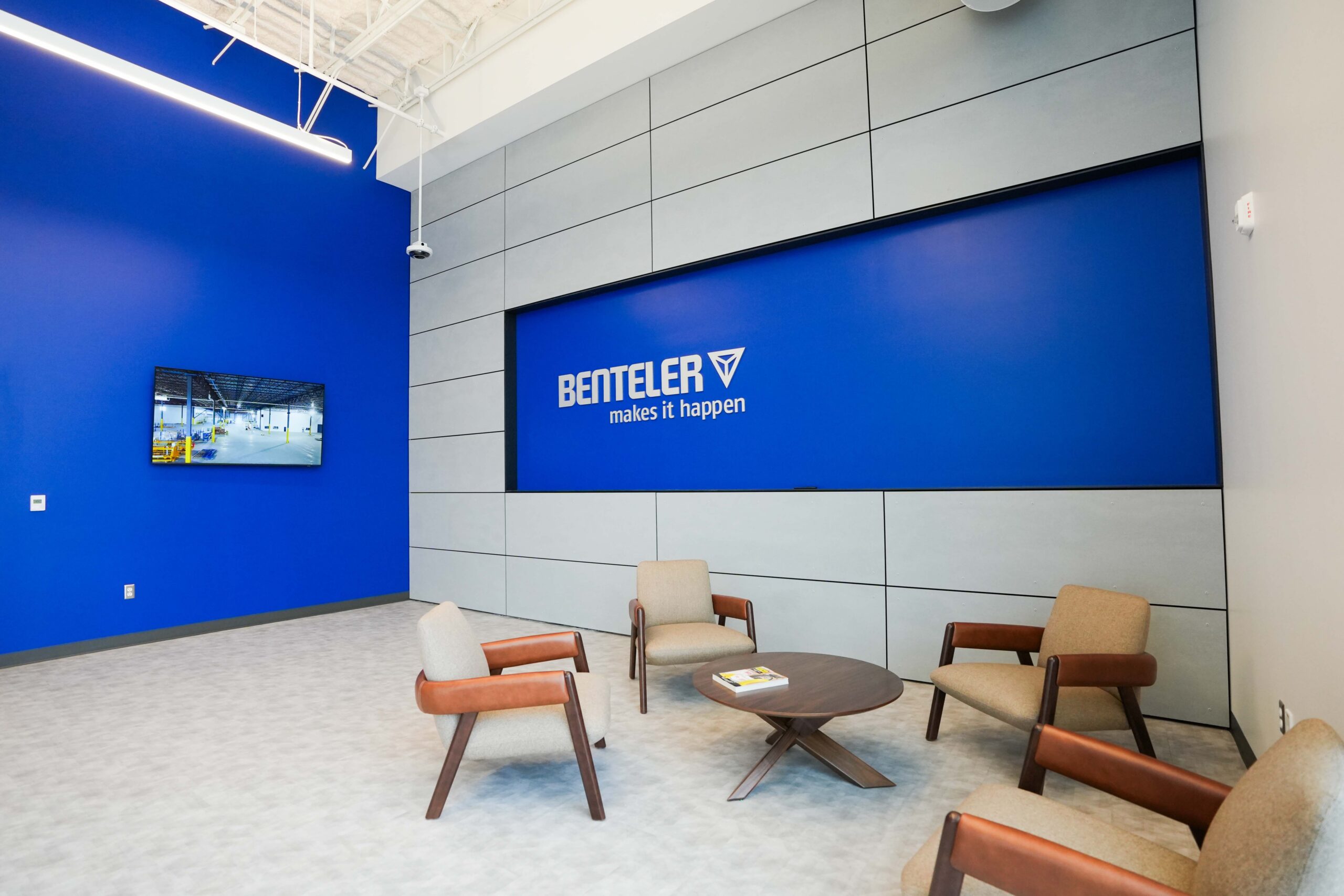 Lobby area inside Benteler Automotive facility in Grand Rapids Michigan supported by Buist communications infrastructure