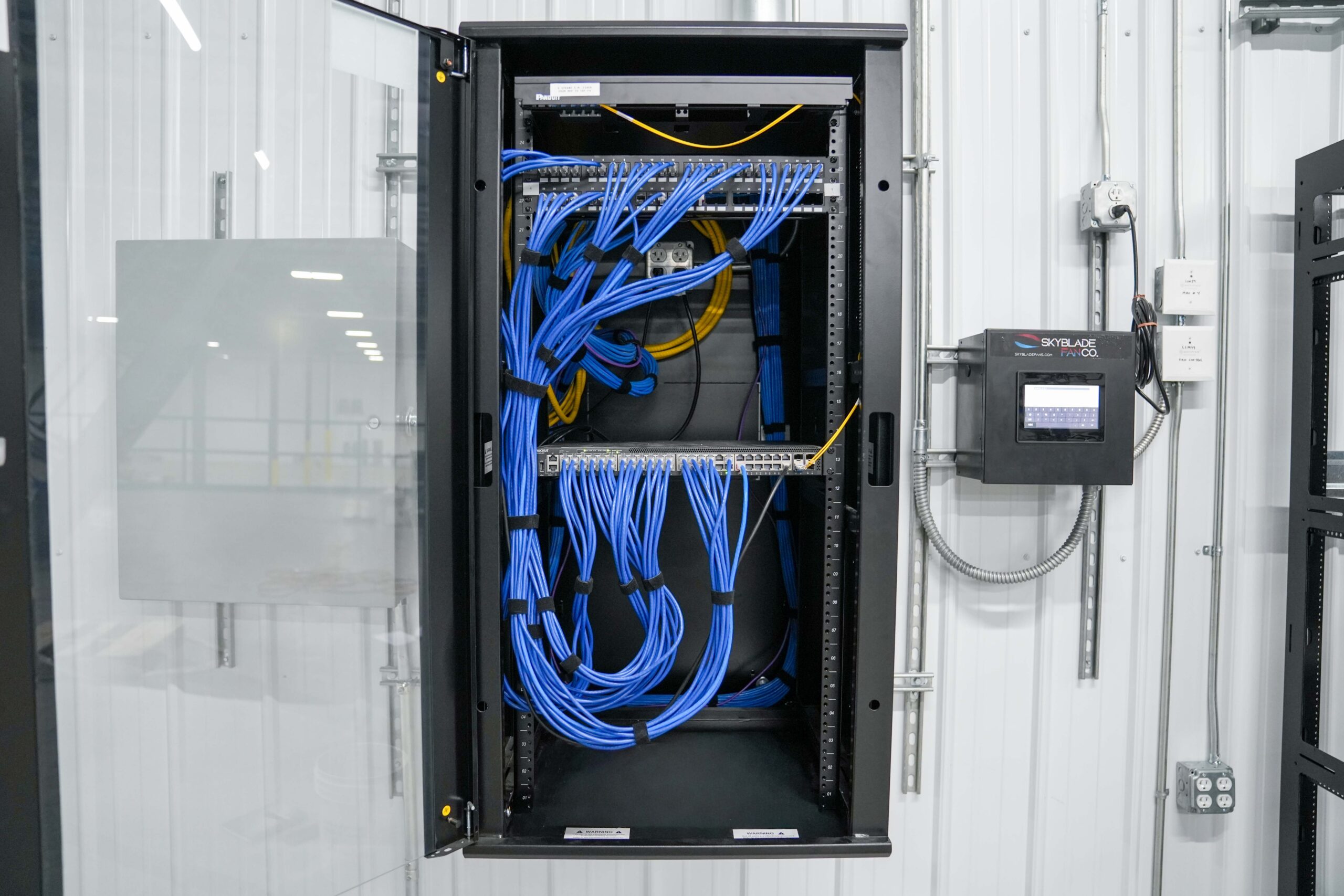 Network rack with structured cabling installed by Buist at Benteler Automotive facility