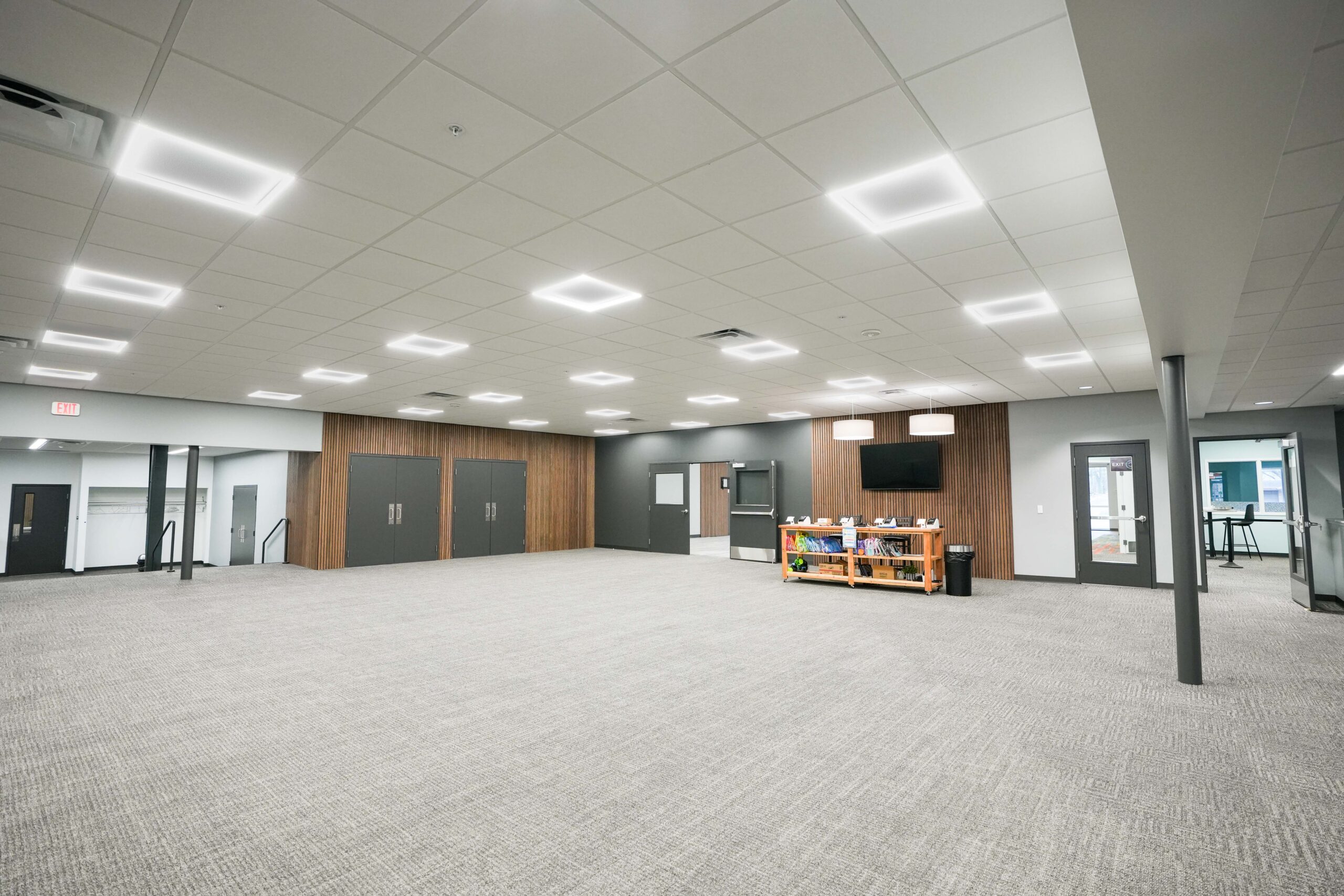 Entry waiting area with seating and natural light